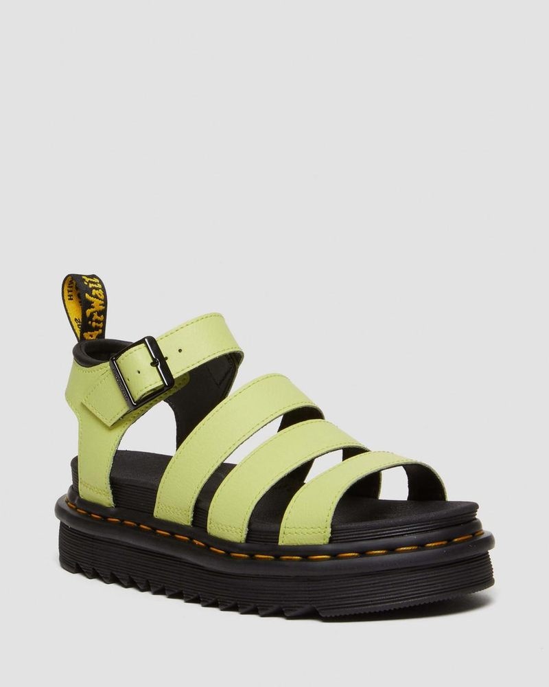 Zapatos Dr Martens Blaire Athena Cuero Correa Sandals (Athena) Verde | BJ89-A7PV