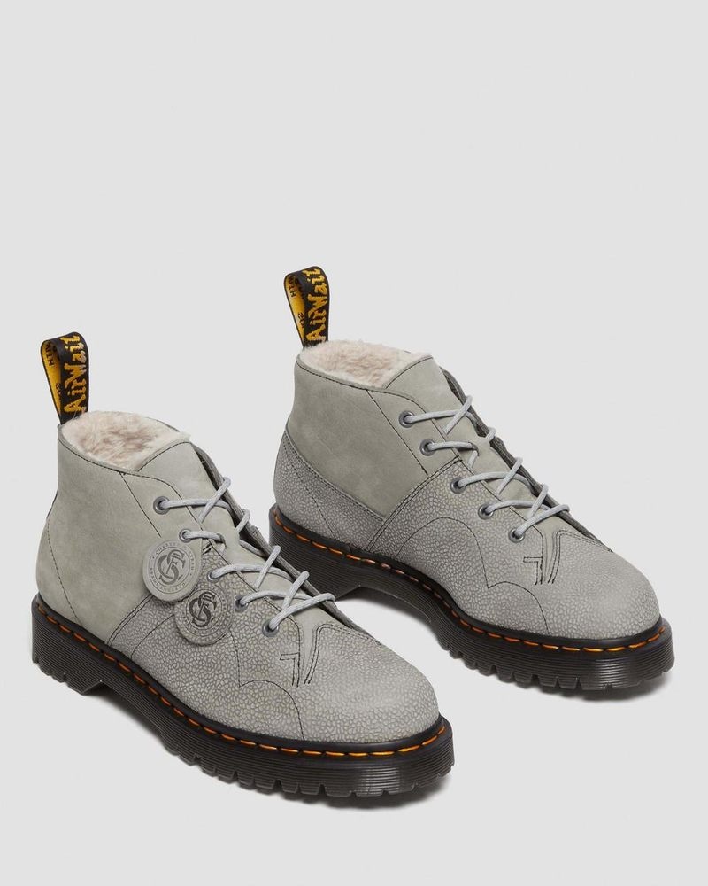 Zapatos Dr Martens Church Nubuck & Pebble Cuero Monkey Boots Gris | WF83-U9SA