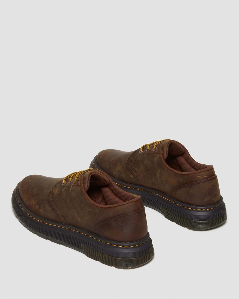 Zapatos Dr Martens Crewson Lo Crazy Horse Cuero Casuales Shoes (Crazy Horse) Marrones Oscuro | WJ84-M3WL