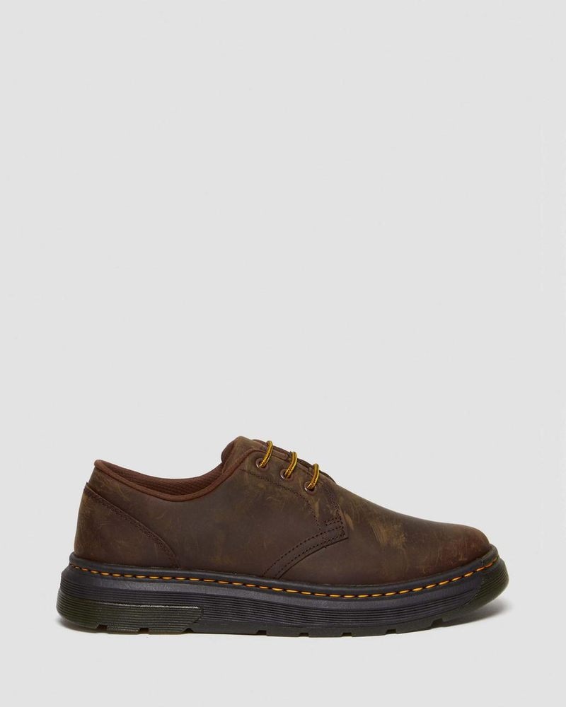 Zapatos Dr Martens Crewson Lo Crazy Horse Cuero Casuales Shoes (Crazy Horse) Marrones Oscuro | WJ84-M3WL