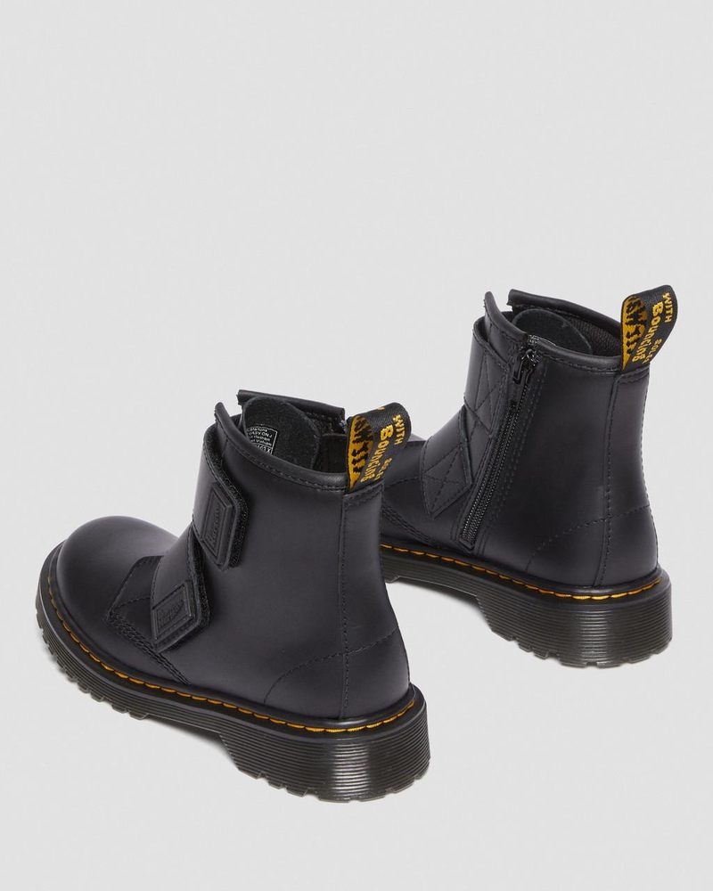 Zapatos Dr Martens Junior 1460 Double Correa Cuero Boots (Romario) Negras | NW64-P9TW