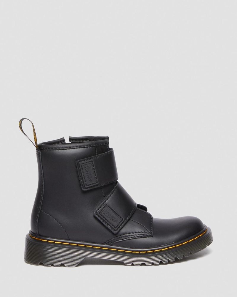 Zapatos Dr Martens Junior 1460 Double Correa Cuero Boots (Romario) Negras | NW64-P9TW