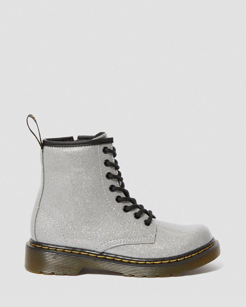 Zapatos Dr Martens Junior 1460 Glitter Encaje Up Boots (Coated Glitter) Plateadas | IL21-G8QJ