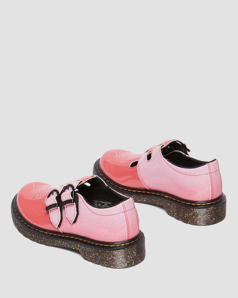 Zapatos Dr Martens Junior 8065 Gradient Glitter Cuero Mary Jane Shoes Rosas | EB16-Z2TM