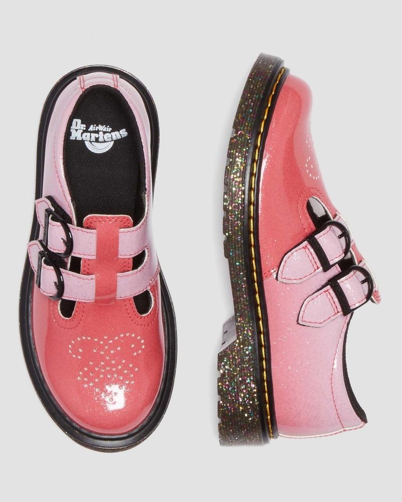 Zapatos Dr Martens Junior 8065 Gradient Glitter Cuero Mary Jane Shoes Rosas | EB16-Z2TM