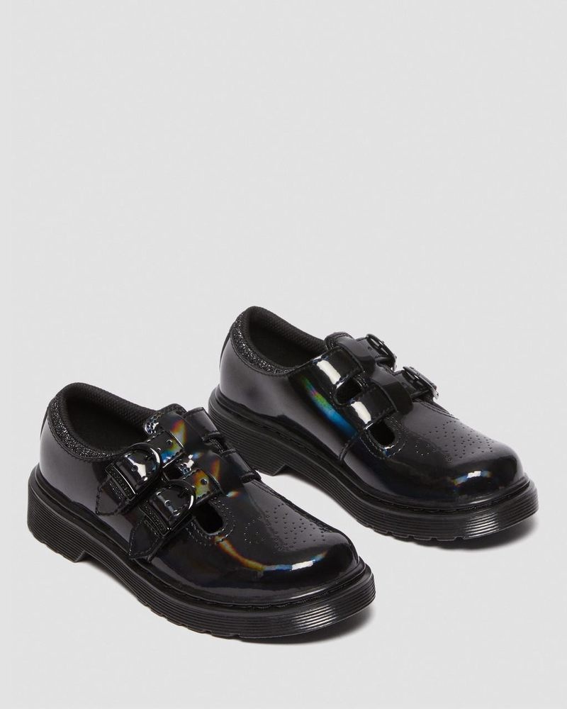 Zapatos Dr Martens Junior 8065 Rainbow Charol Cuero Mary Jane Shoes (Rainbow Charol) Negras | RS65-X4VO