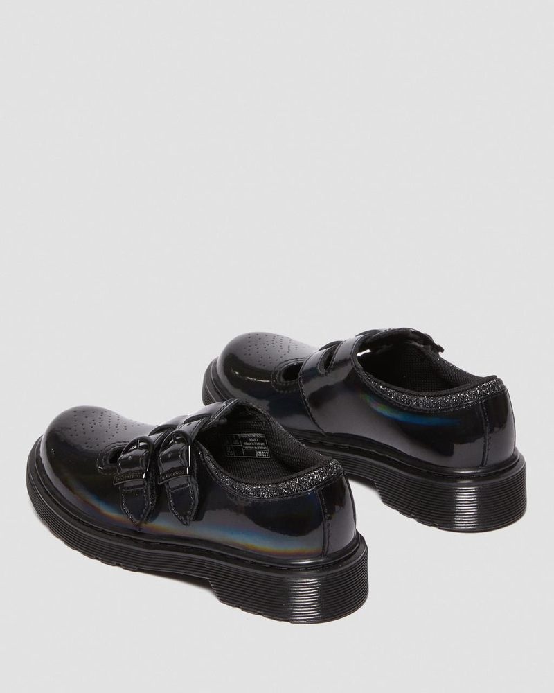 Zapatos Dr Martens Junior 8065 Rainbow Charol Cuero Mary Jane Shoes (Rainbow Charol) Negras | RS65-X4VO