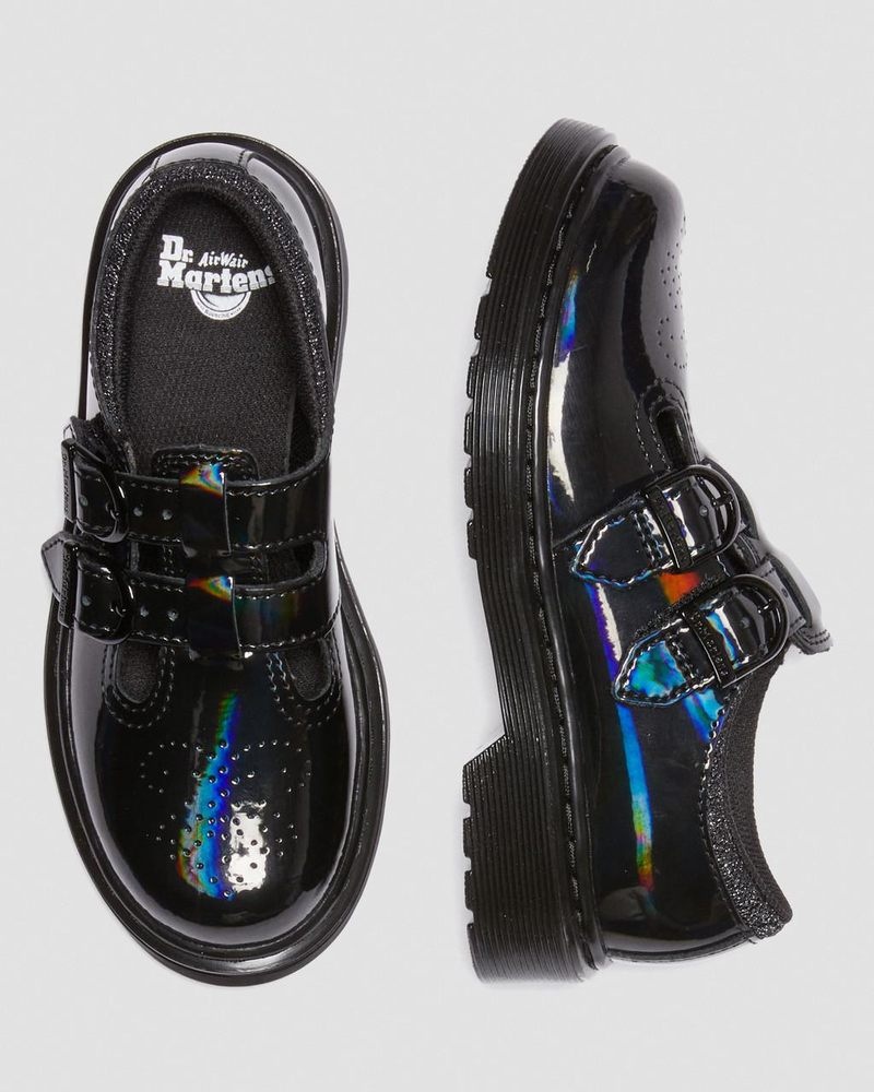 Zapatos Dr Martens Junior 8065 Rainbow Charol Cuero Mary Jane Shoes (Rainbow Charol) Negras | RS65-X4VO