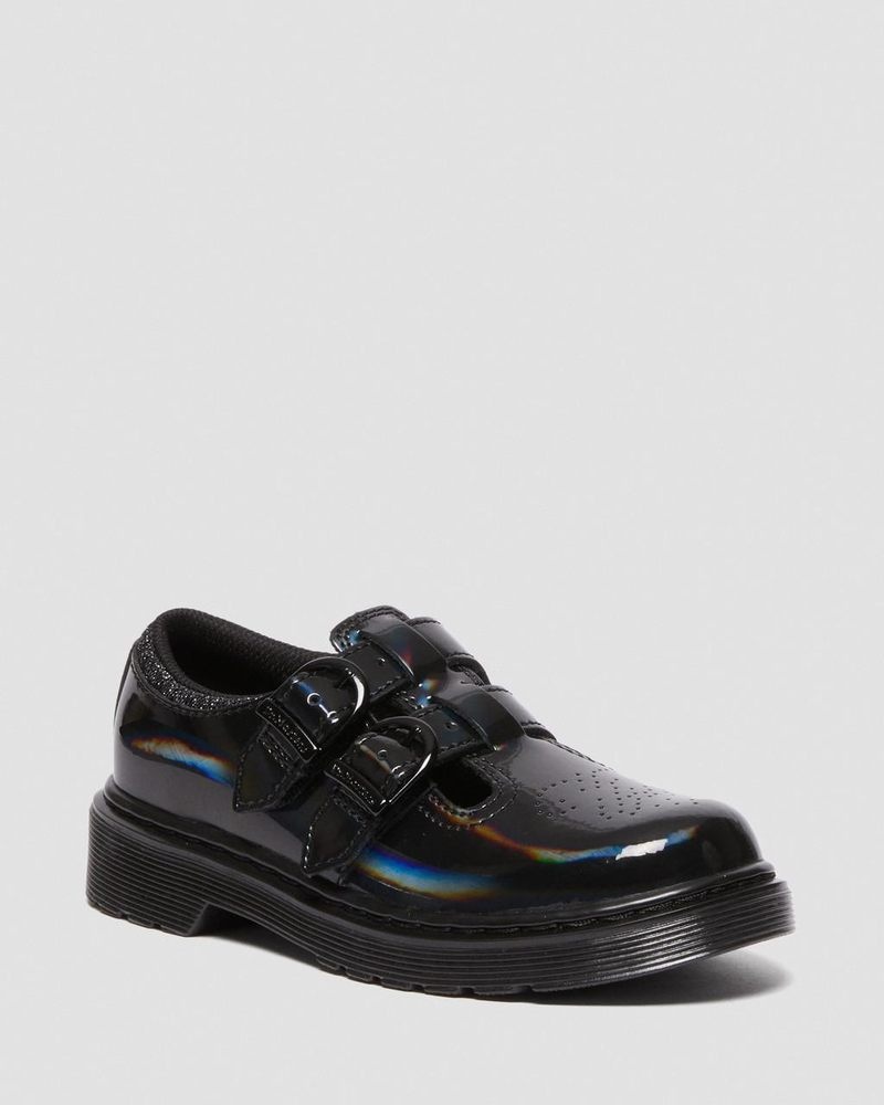 Zapatos Dr Martens Junior 8065 Rainbow Charol Cuero Mary Jane Shoes (Rainbow Charol) Negras | RS65-X4VO