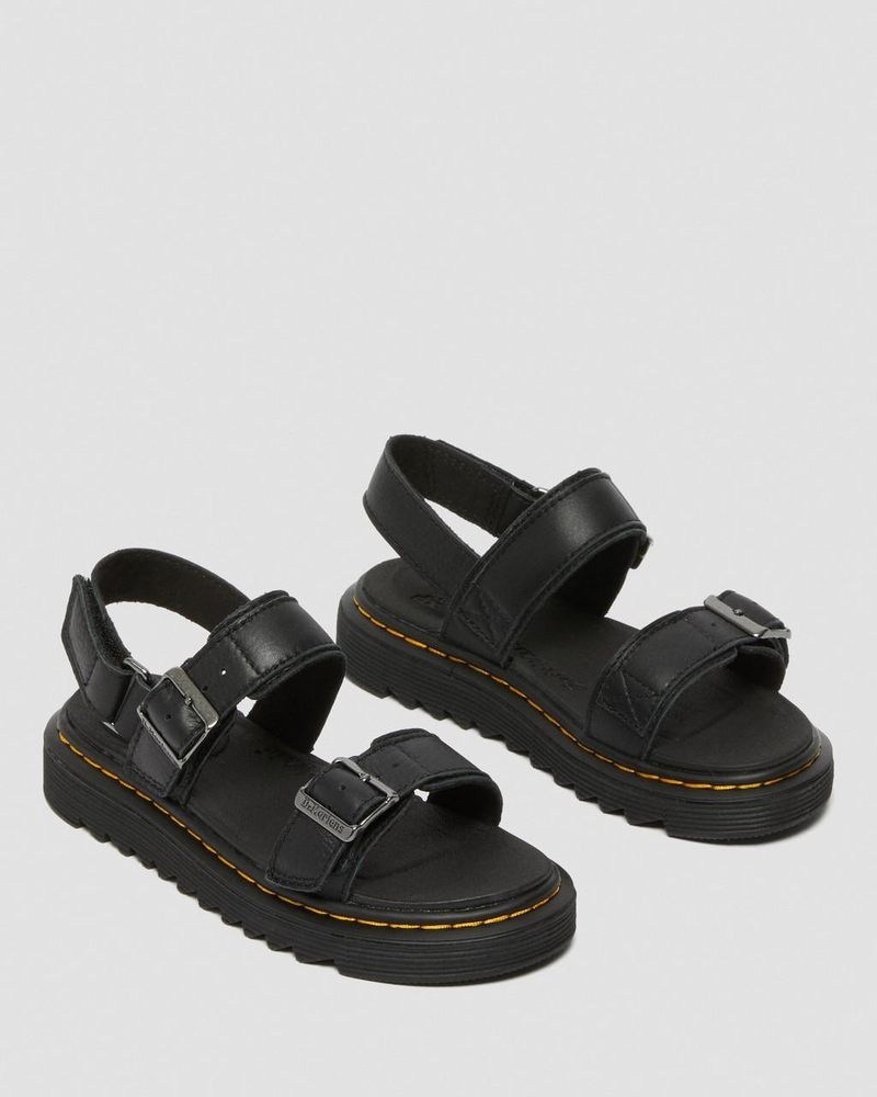 Zapatos Dr Martens Junior Kyle Cuero Sandals Negras | PA03-U5SQ