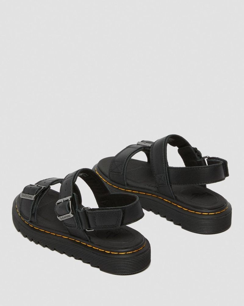 Zapatos Dr Martens Junior Kyle Cuero Sandals Negras | PA03-U5SQ