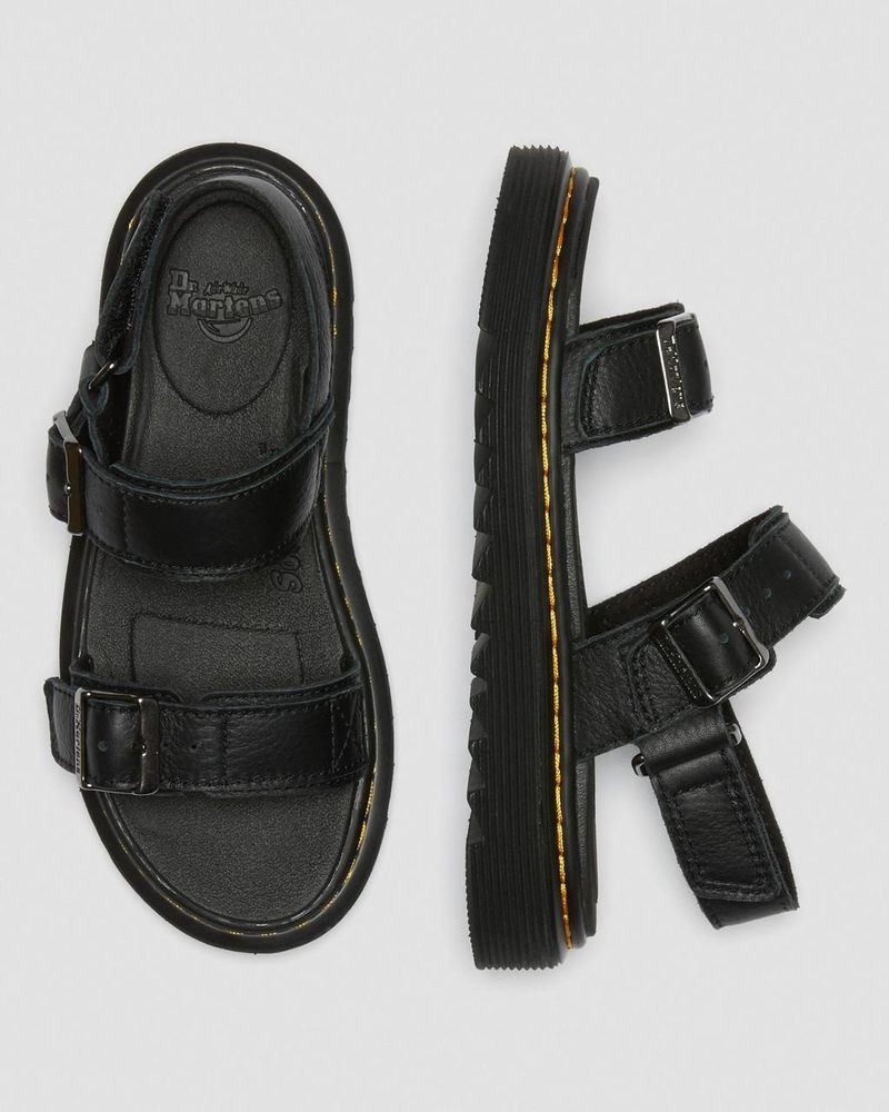 Zapatos Dr Martens Junior Kyle Cuero Sandals Negras | PA03-U5SQ