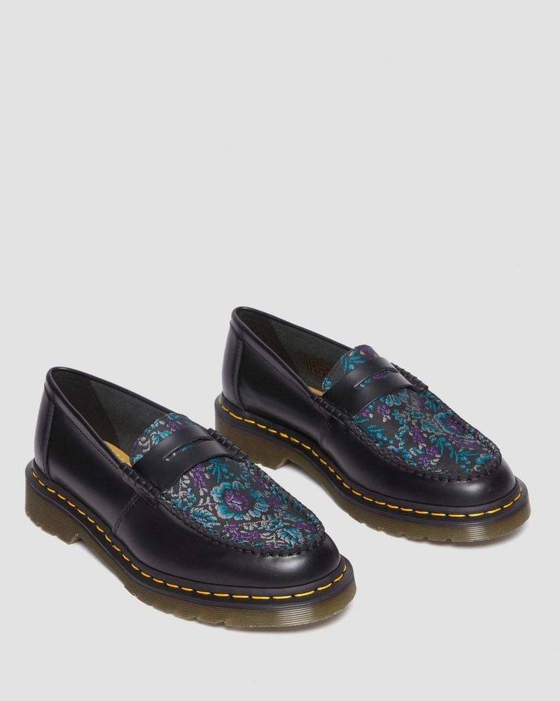 Zapatos Dr Martens Penton Floral Jacquard Loafers BLACK/FLORAL | MI06-E7PR