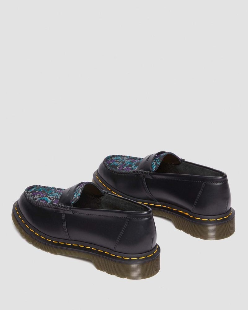 Zapatos Dr Martens Penton Floral Jacquard Loafers BLACK/FLORAL | MI06-E7PR