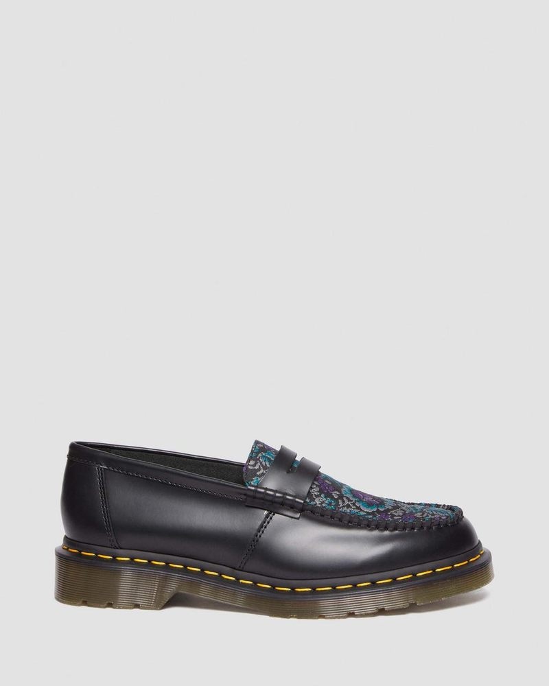 Zapatos Dr Martens Penton Floral Jacquard Loafers BLACK/FLORAL | MI06-E7PR