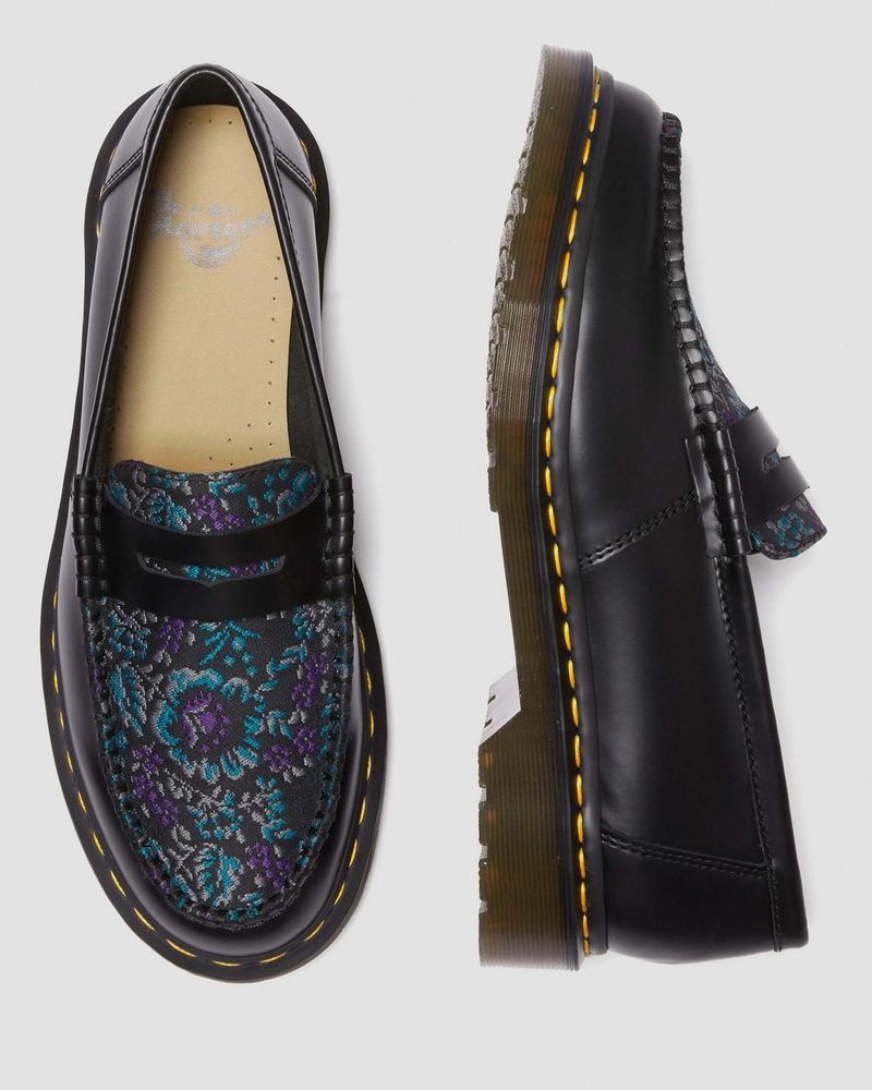 Zapatos Dr Martens Penton Floral Jacquard Loafers BLACK/FLORAL | MI06-E7PR