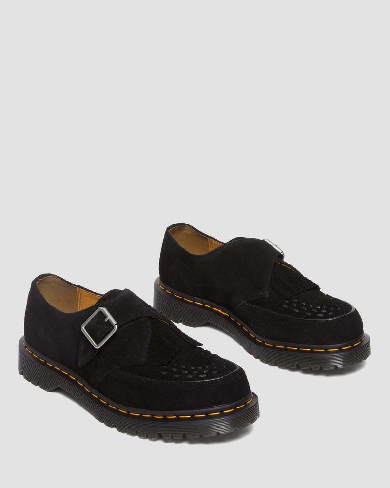 Zapatos Dr Martens Ramsey Gamuza Kiltie Hebilla Creepers (Desert Oasis Gamuza) Negras | SJ91-D1II