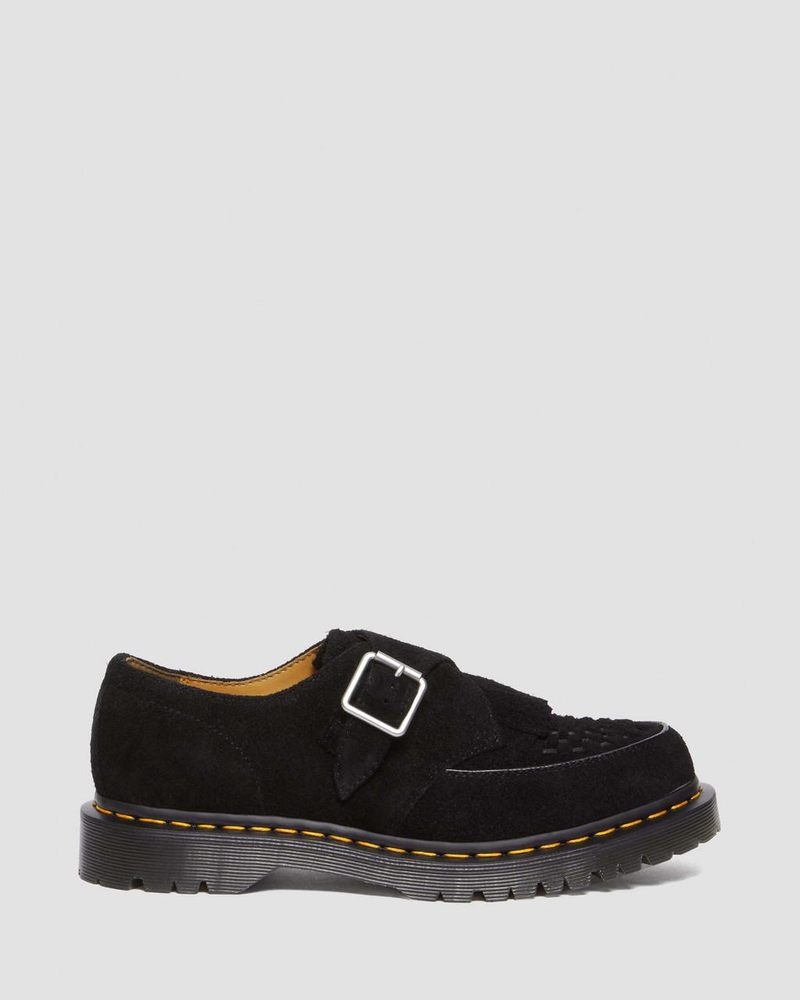 Zapatos Dr Martens Ramsey Gamuza Kiltie Hebilla Creepers (Desert Oasis Gamuza) Negras | SJ91-D1II