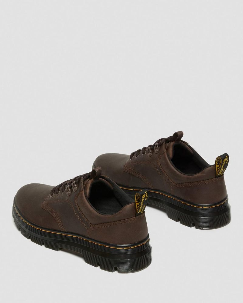 Zapatos Dr Martens Reeder Crazy Horse Cuero Utility Shoes (Crazy Horse) Marrones Oscuro | HK60-B2OB