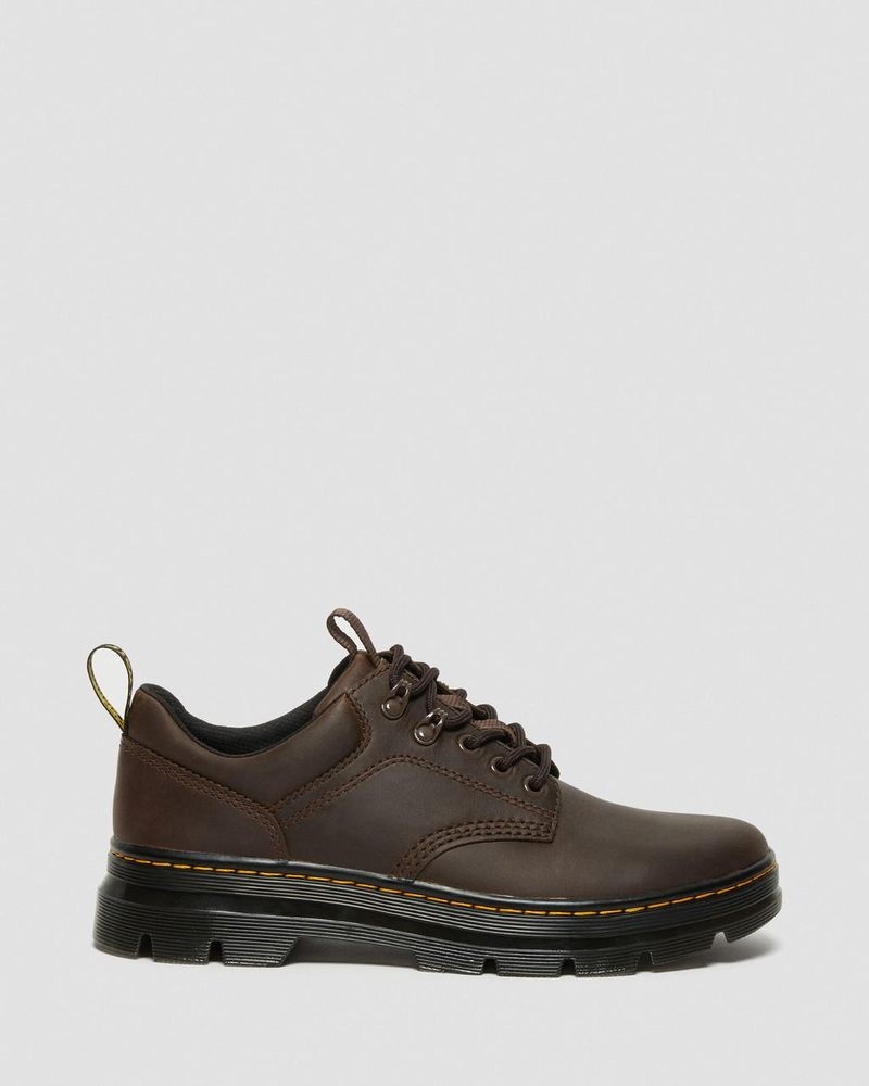 Zapatos Dr Martens Reeder Crazy Horse Cuero Utility Shoes (Crazy Horse) Marrones Oscuro | HK60-B2OB