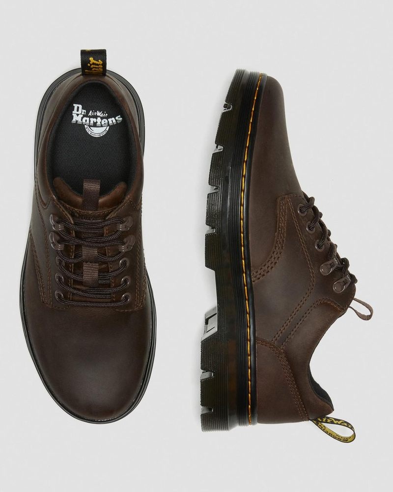 Zapatos Dr Martens Reeder Crazy Horse Cuero Utility Shoes (Crazy Horse) Marrones Oscuro | HK60-B2OB