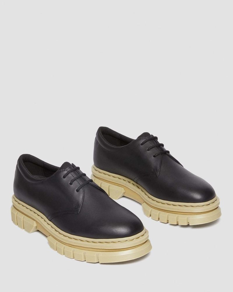 Zapatos Dr Martens Rikard Contrast Sole Cuero Plataforma Shoes (Polished Lucido) Negras | YH10-H0SF