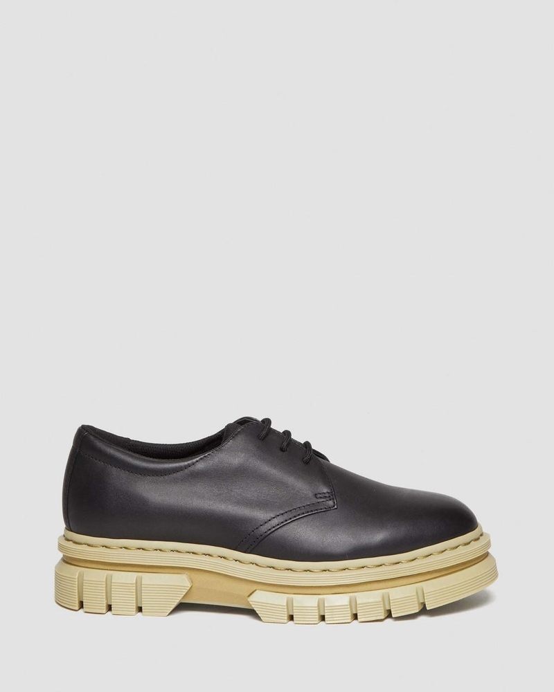 Zapatos Dr Martens Rikard Contrast Sole Cuero Plataforma Shoes (Polished Lucido) Negras | YH10-H0SF