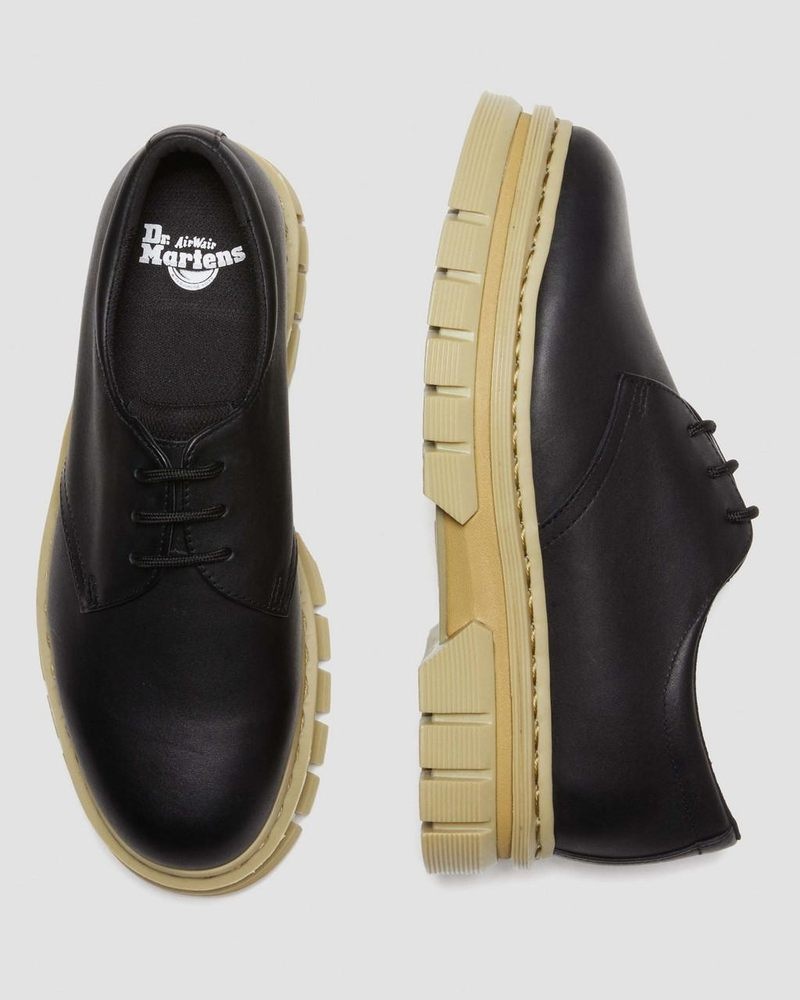 Zapatos Dr Martens Rikard Contrast Sole Cuero Plataforma Shoes (Polished Lucido) Negras | YH10-H0SF