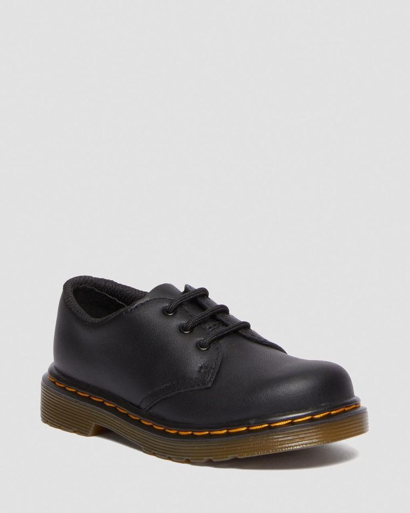 Zapatos Dr Martens Toddler 1461 Softy T Cuero Oxford Shoes (Softy T) Negras | LR56-F2XU