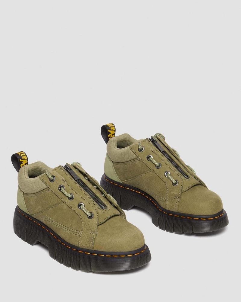 Zapatos Dr Martens Woodard Tumbled Nubuck Cuero Low Casuales Boots (Titan) Verde Oliva | EG22-Q1TY