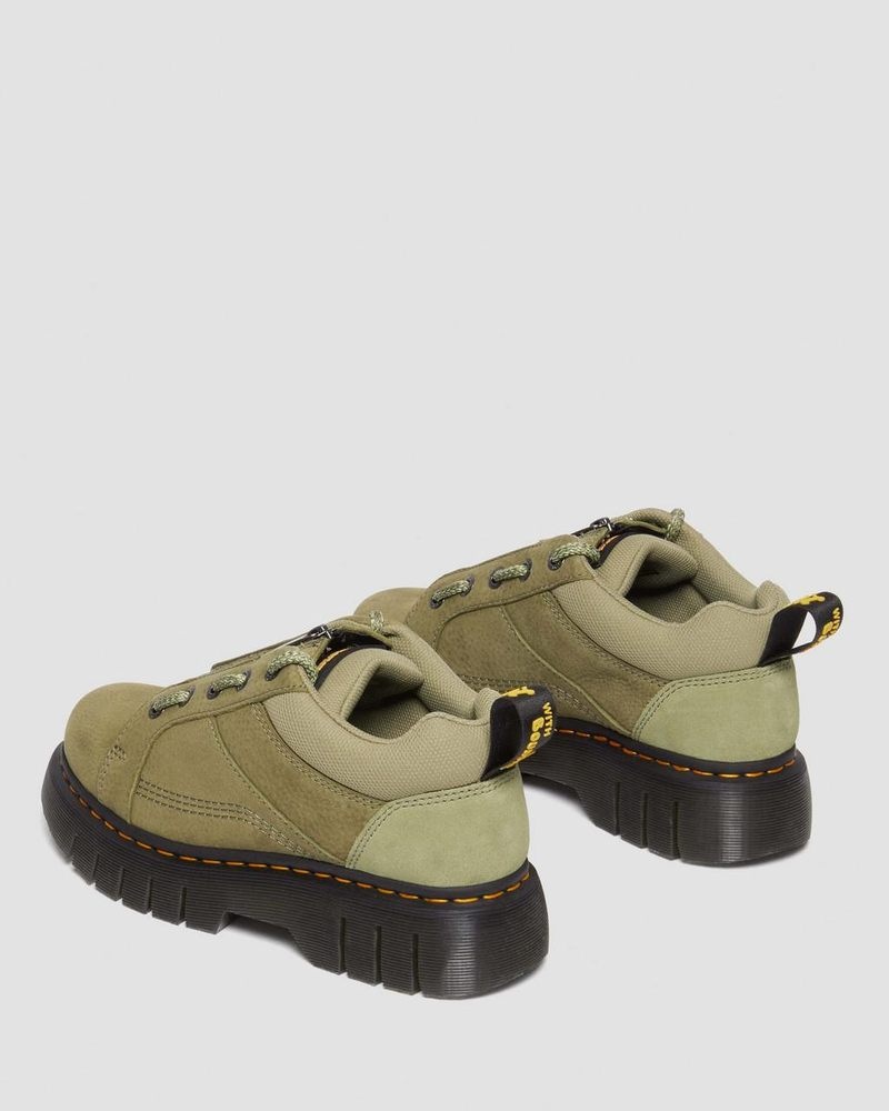 Zapatos Dr Martens Woodard Tumbled Nubuck Cuero Low Casuales Boots (Titan) Verde Oliva | EG22-Q1TY