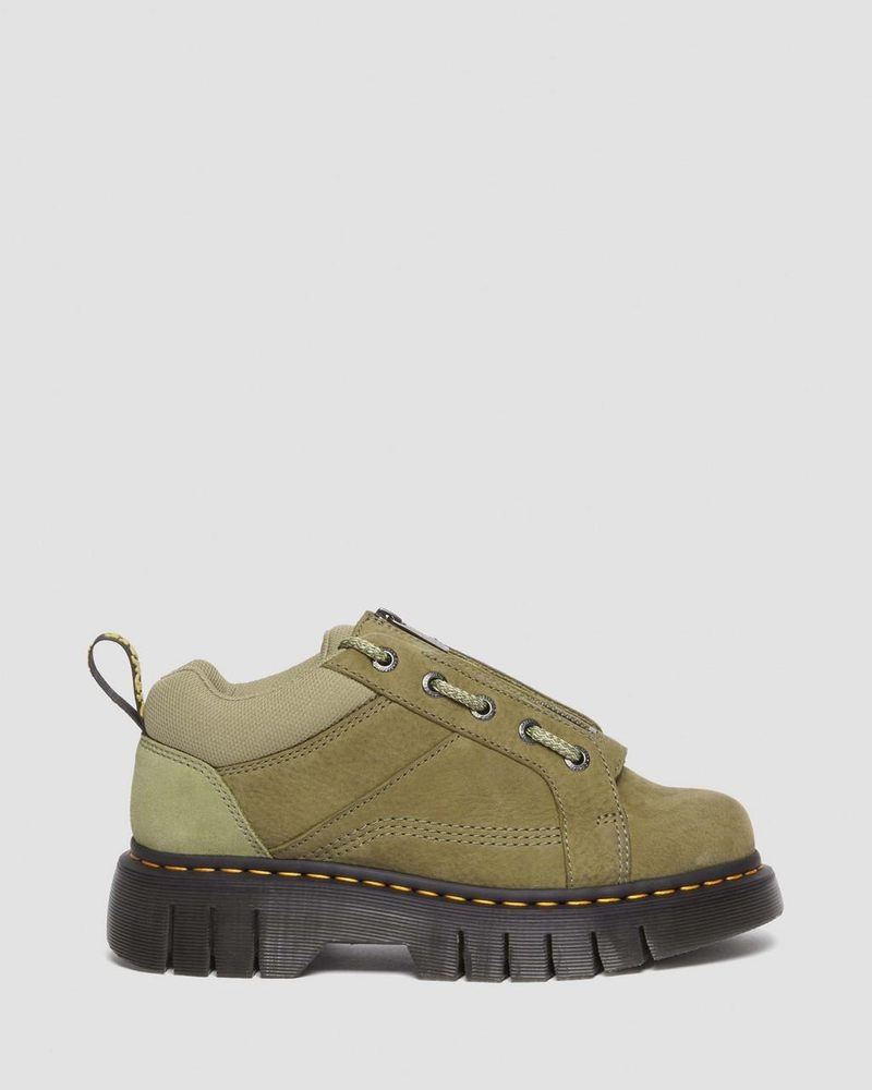 Zapatos Dr Martens Woodard Tumbled Nubuck Cuero Low Casuales Boots (Titan) Verde Oliva | EG22-Q1TY