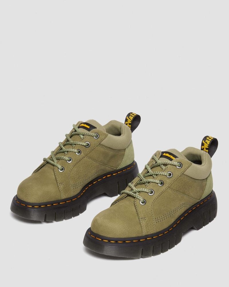 Zapatos Dr Martens Woodard Tumbled Nubuck Cuero Low Casuales Boots (Titan) Verde Oliva | EG22-Q1TY