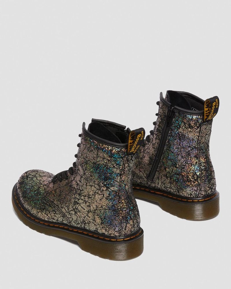 Zapatos Dr Martens Youth 1460 Crinkle Metallic Encaje Up Boots (Disco Crinkle) Negras | HX54-A8DO