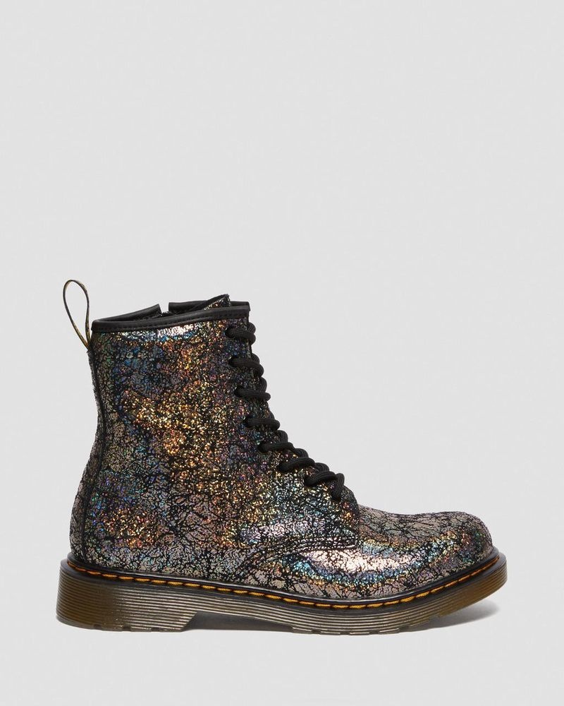 Zapatos Dr Martens Youth 1460 Crinkle Metallic Encaje Up Boots (Disco Crinkle) Negras | HX54-A8DO