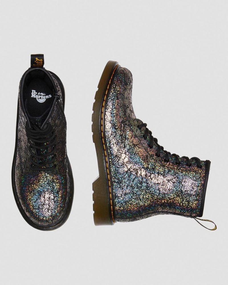 Zapatos Dr Martens Youth 1460 Crinkle Metallic Encaje Up Boots (Disco Crinkle) Negras | HX54-A8DO