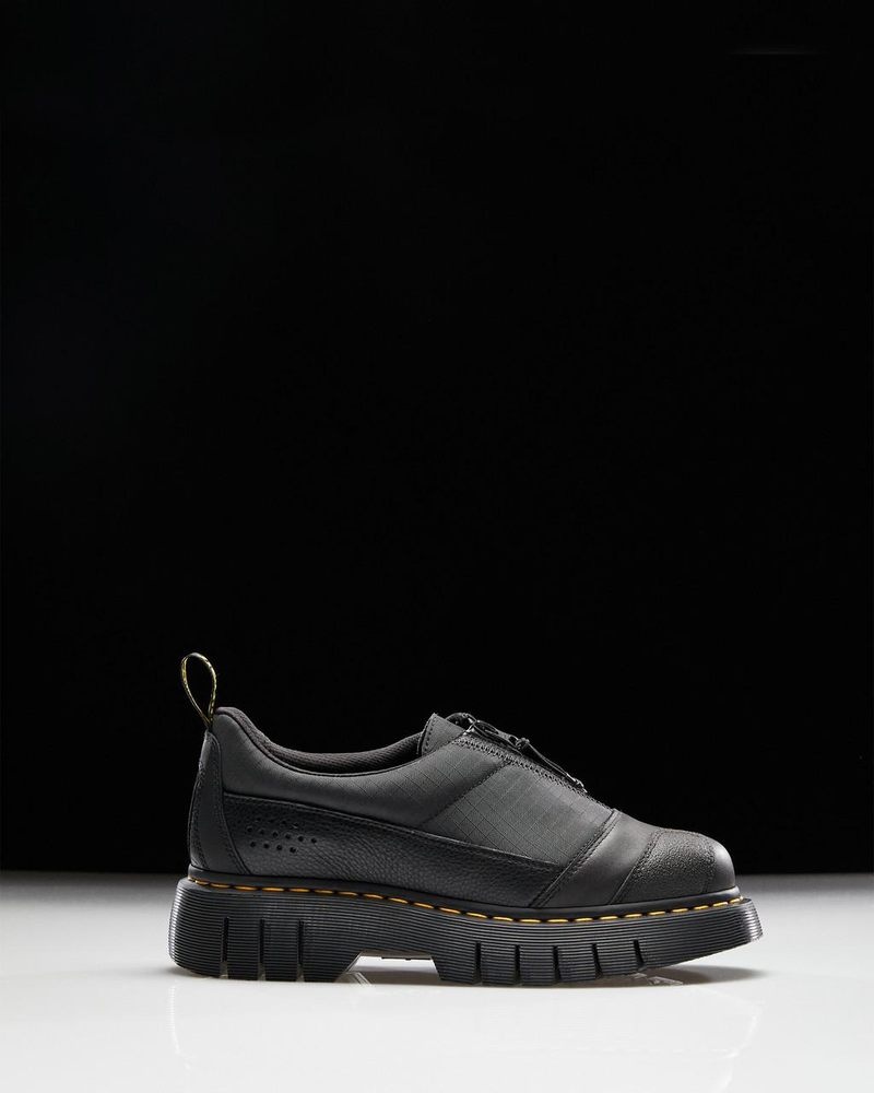 Zapatos de Plataforma Dr Martens 1461 Beta Clubwedge Plataforma Oxford Shoes (Lunar+Sorento+Hub Ripstop) Negras | FY42-Z0KR