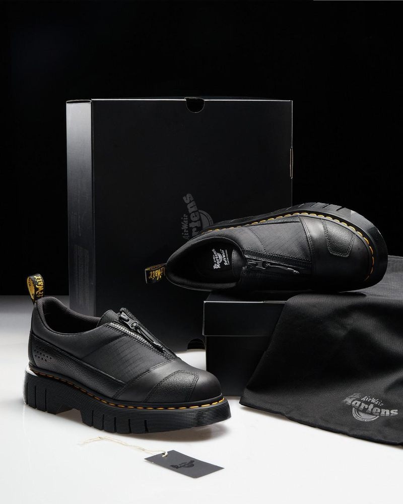 Zapatos de Plataforma Dr Martens 1461 Beta Clubwedge Plataforma Oxford Shoes (Lunar+Sorento+Hub Ripstop) Negras | FY42-Z0KR