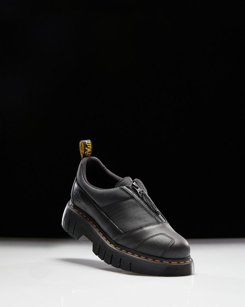 Zapatos de Plataforma Dr Martens 1461 Beta Clubwedge Plataforma Oxford Shoes (Lunar+Sorento+Hub Ripstop) Negras | FY42-Z0KR