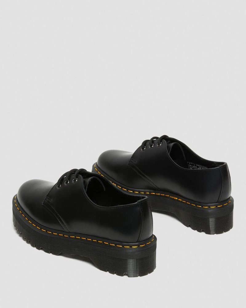 Zapatos de Plataforma Dr Martens 1461 Smooth Cuero Plataforma Shoes (Polished Smooth) Negras | UF14-P9UR