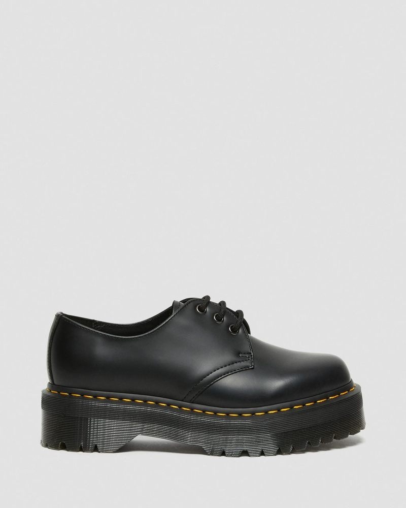 Zapatos de Plataforma Dr Martens 1461 Smooth Cuero Plataforma Shoes (Polished Smooth) Negras | UF14-P9UR