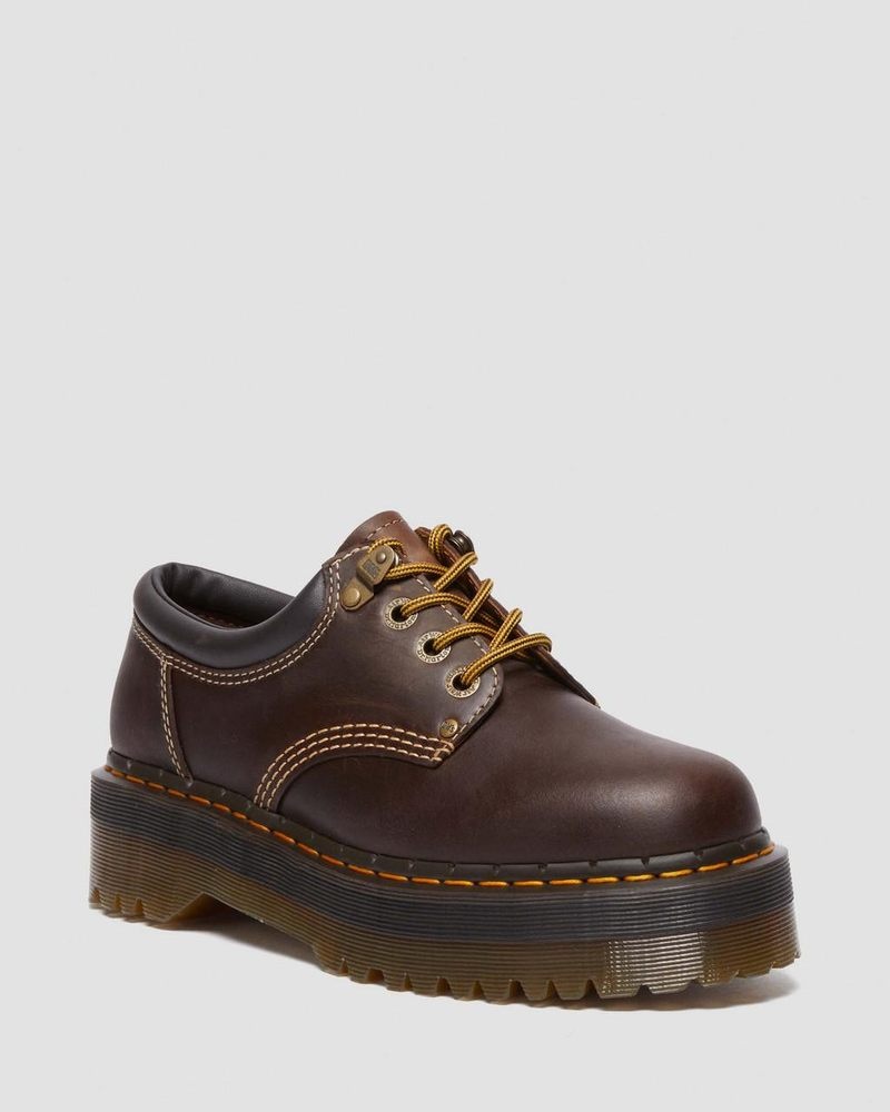 Zapatos de Plataforma Dr Martens 8053 Arc Crazy Horse Cuero Plataforma Casuales Shoes (Crazy Horse) Marrones Oscuro | JO47-F9RH