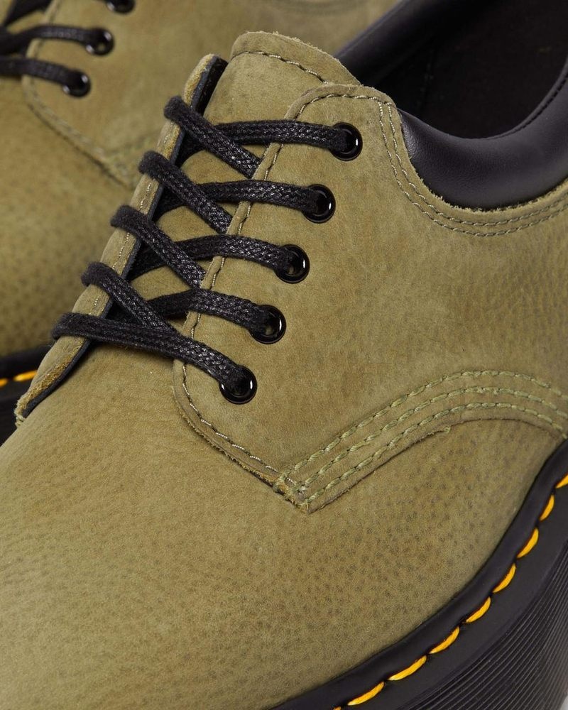 Zapatos de Plataforma Dr Martens 8053 Tumbled Nubuck Cuero Plataforma Casuales Shoes (Titan) Verde Oliva | HQ89-W3HG