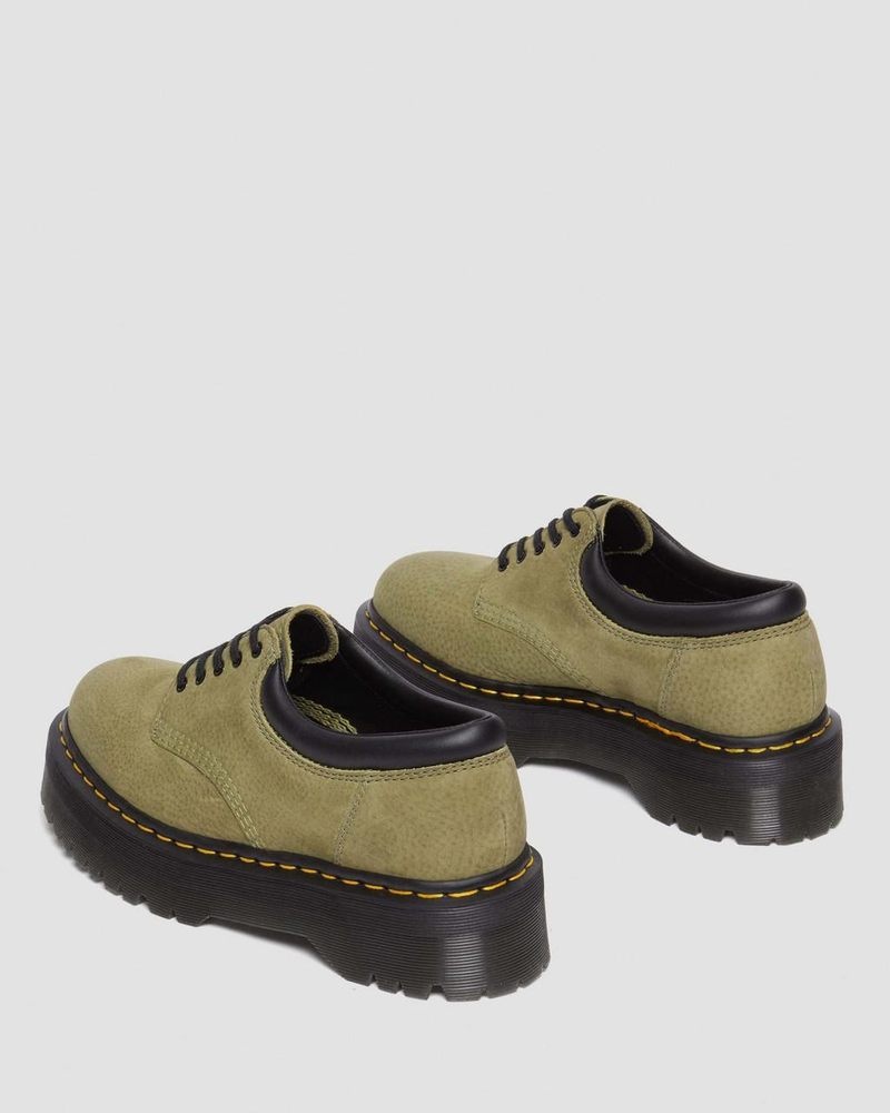 Zapatos de Plataforma Dr Martens 8053 Tumbled Nubuck Cuero Plataforma Casuales Shoes (Titan) Verde Oliva | HQ89-W3HG