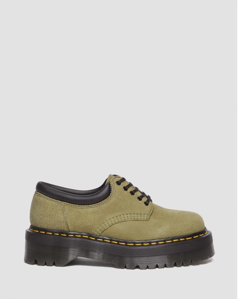 Zapatos de Plataforma Dr Martens 8053 Tumbled Nubuck Cuero Plataforma Casuales Shoes (Titan) Verde Oliva | HQ89-W3HG