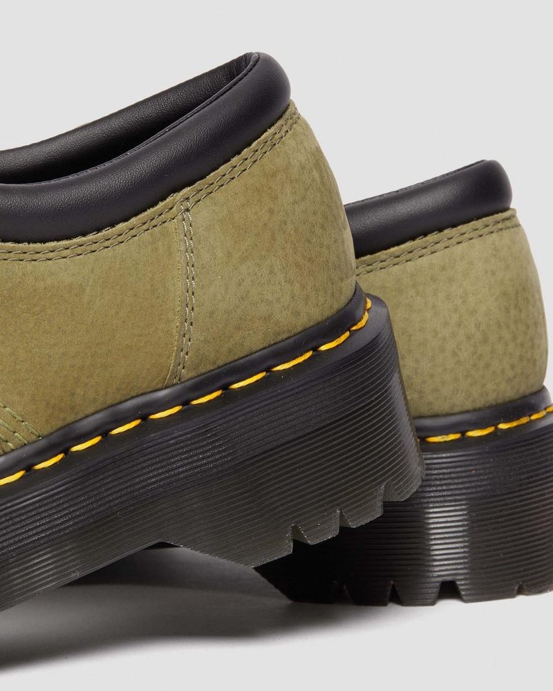 Zapatos de Plataforma Dr Martens 8053 Tumbled Nubuck Cuero Plataforma Casuales Shoes (Titan) Verde Oliva | HQ89-W3HG