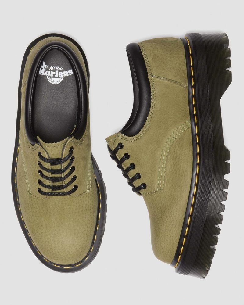 Zapatos de Plataforma Dr Martens 8053 Tumbled Nubuck Cuero Plataforma Casuales Shoes (Titan) Verde Oliva | HQ89-W3HG