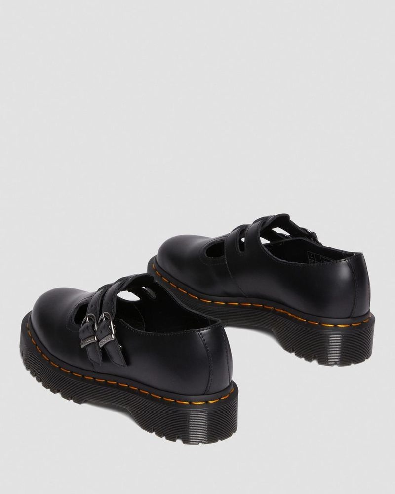 Zapatos de Plataforma Dr Martens 8065 II Bex Smooth Cuero Plataforma Mary Jane Shoes (Smooth Cuero) Negras | YU62-Y6SW