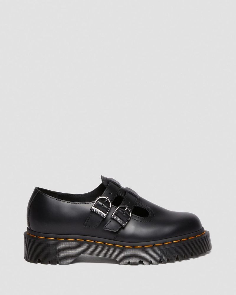 Zapatos de Plataforma Dr Martens 8065 II Bex Smooth Cuero Plataforma Mary Jane Shoes (Smooth Cuero) Negras | YU62-Y6SW