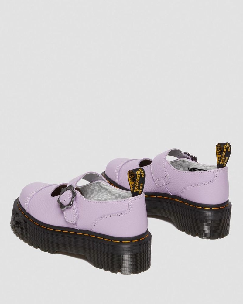 Zapatos de Plataforma Dr Martens Addina Flower Hebilla Cuero Plataforma Shoes (Milled Nappa) Lilac | RU69-Q7VU